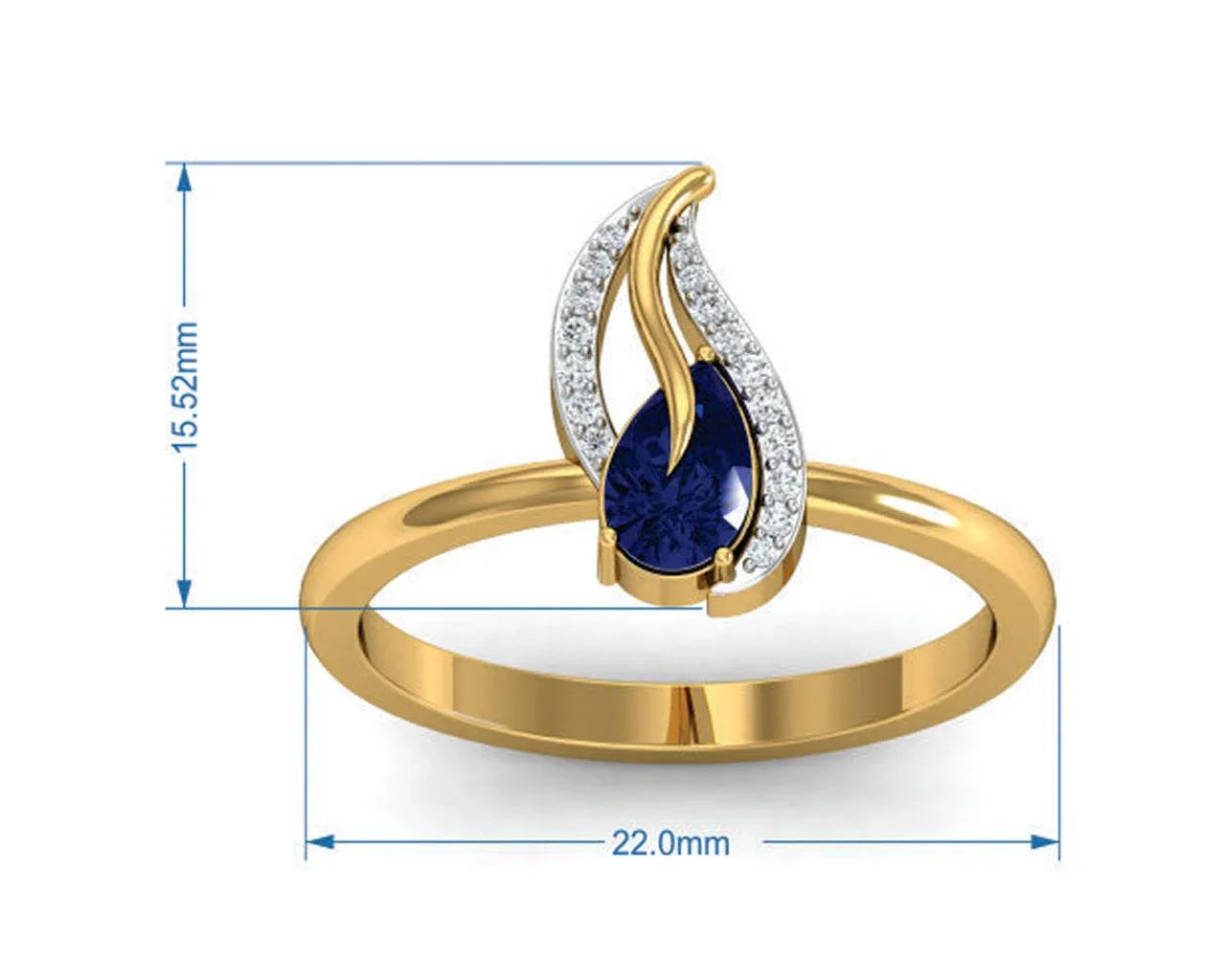 Sary Blue sapphire & diamond pendant, ring & earring set in gold - Jewelslane
