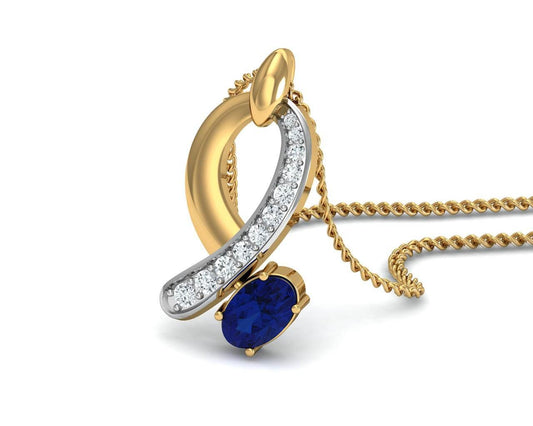 Rami Blue Sapphire & Diamond pendant in Gold - Jewelslane