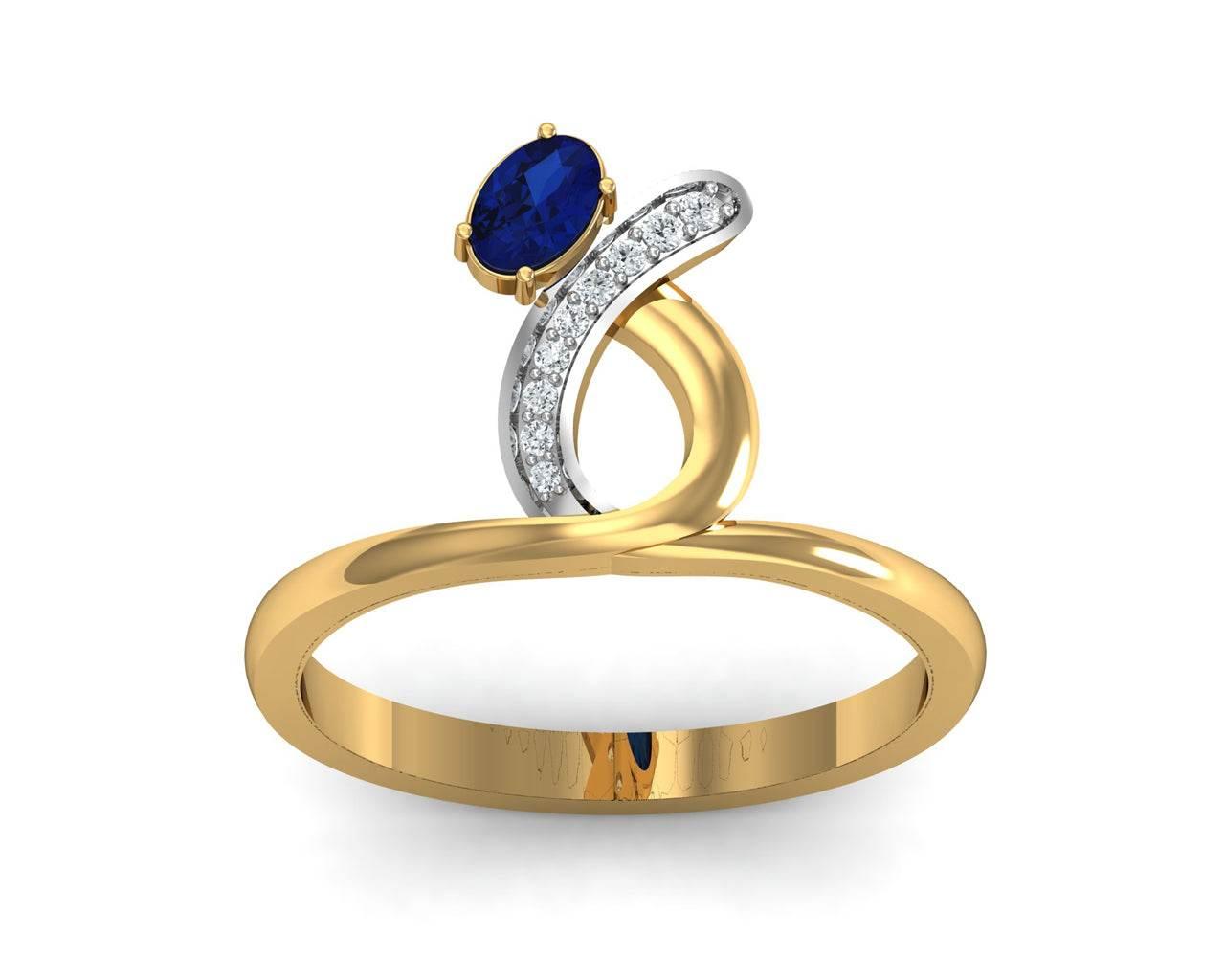Rami Blue Sapphire & Diamond Ring in Gold - Jewelslane