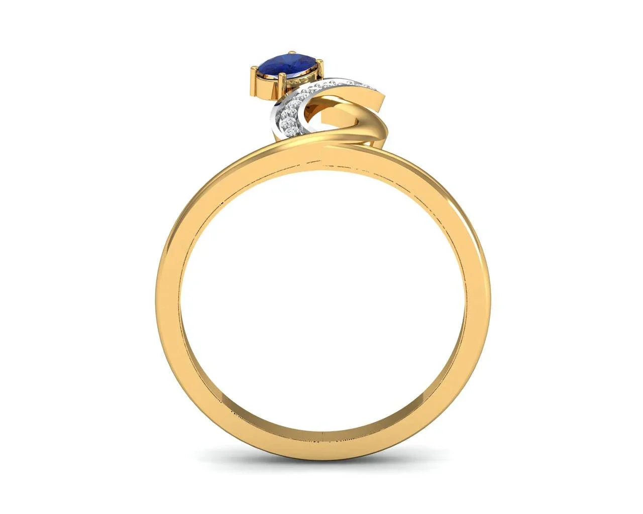 Rami Blue Sapphire & Diamond Ring in Gold - Jewelslane