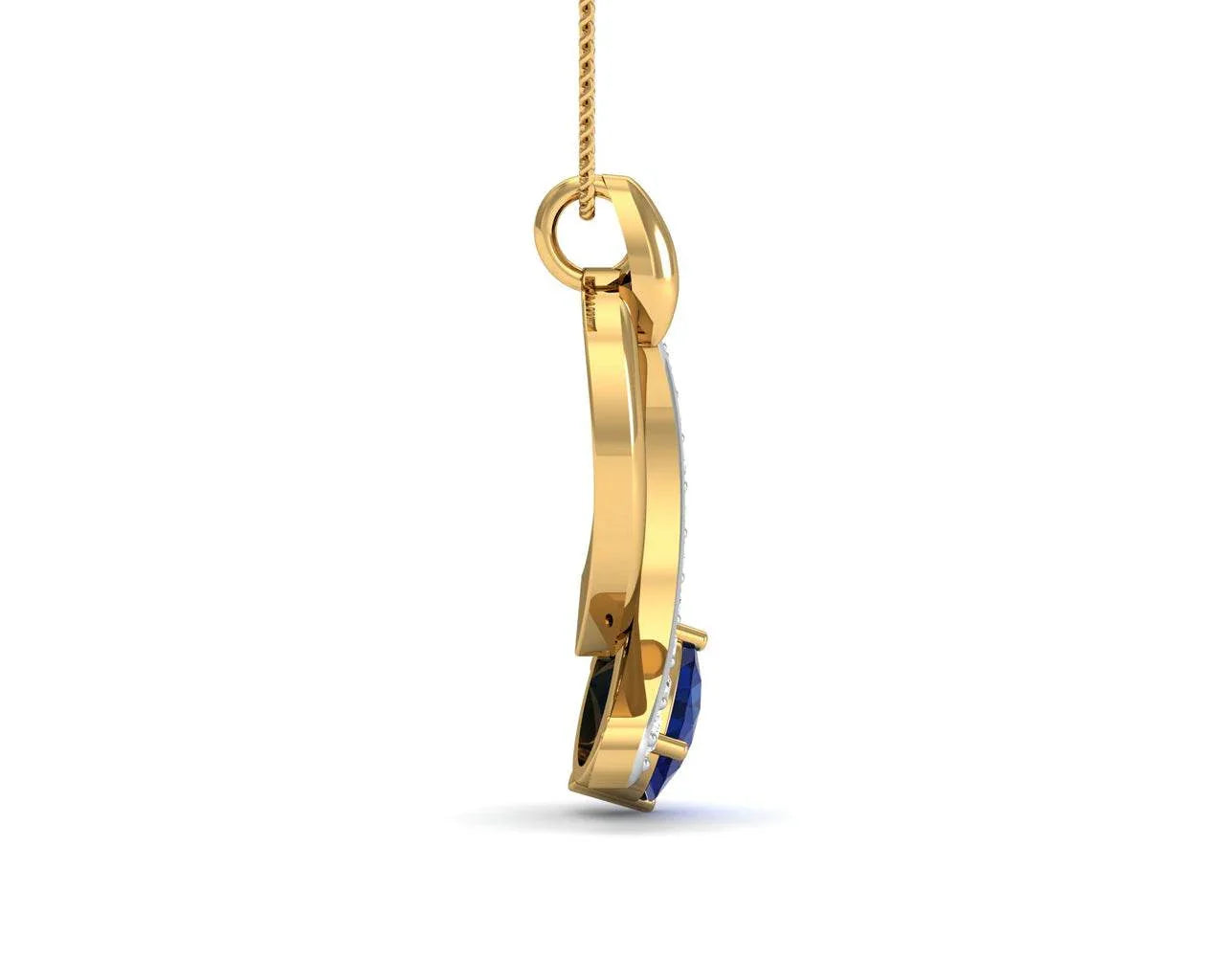 Rami Blue Sapphire & Diamond pendant in Gold - Jewelslane