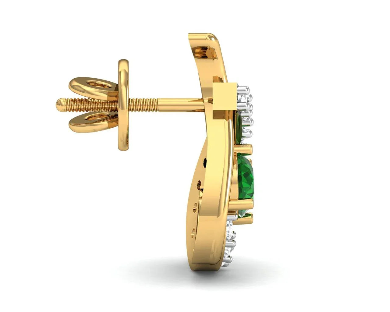 Sely Emerald & diamond earrings in hallmarked gold - Jewelslane