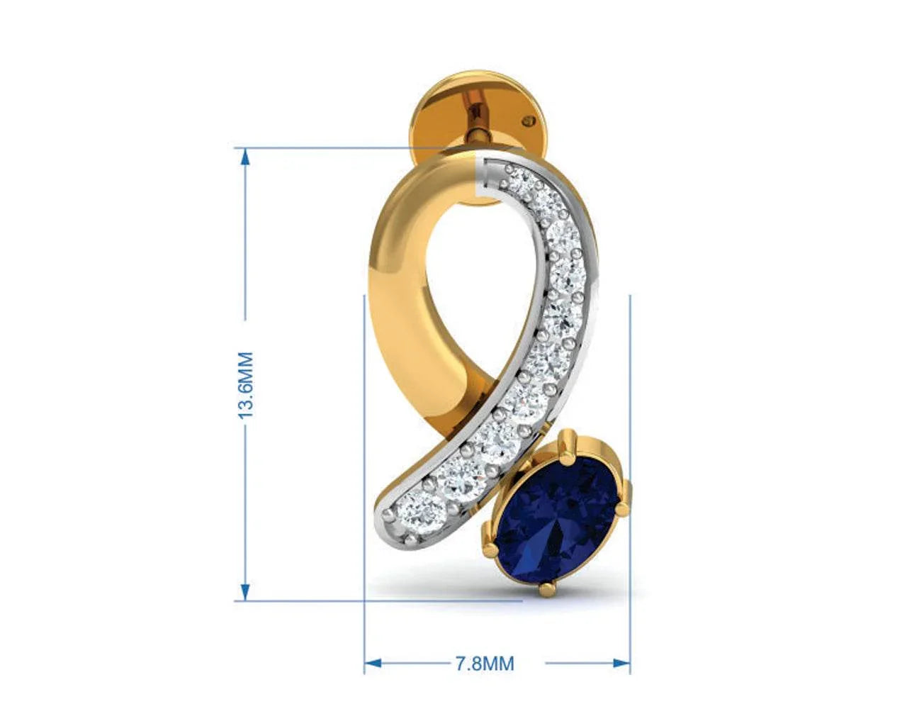 Rami Blue Sapphire & Diamond earrings in Gold - Jewelslane