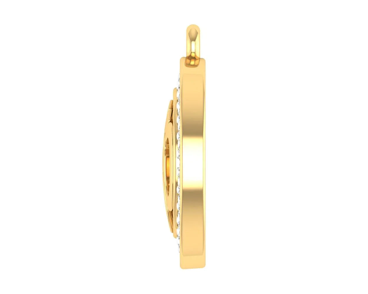 Om 12mm charm in hallmarked Gold with round brilliant diamonds - Jewelslane