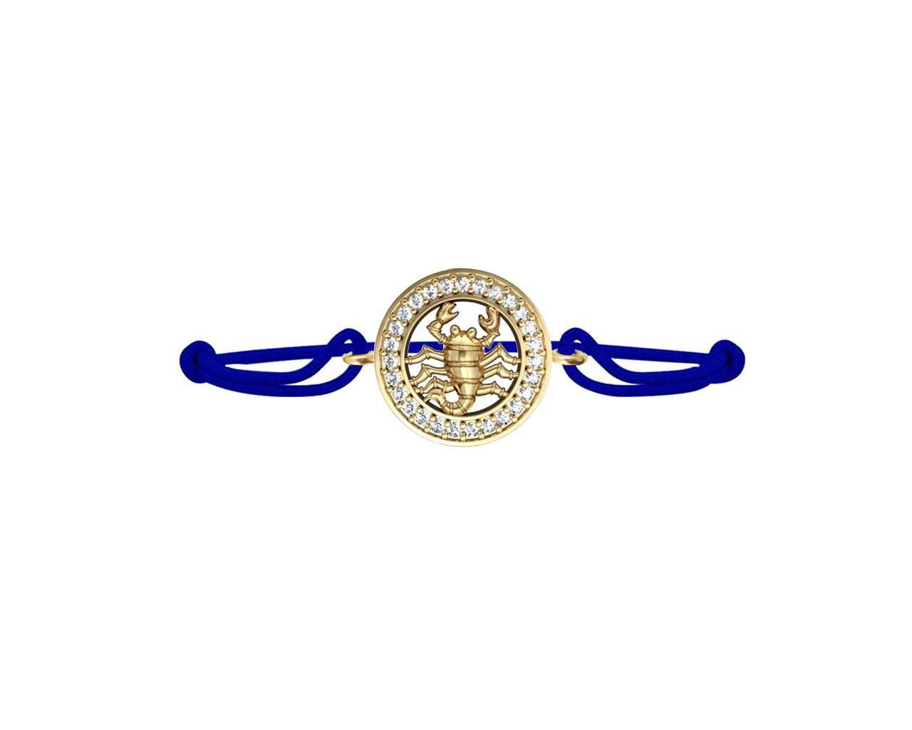 Scorpio Charm Bracelet Studded with diamonds in 14Kt Hallmarked Gold - Jewelslane