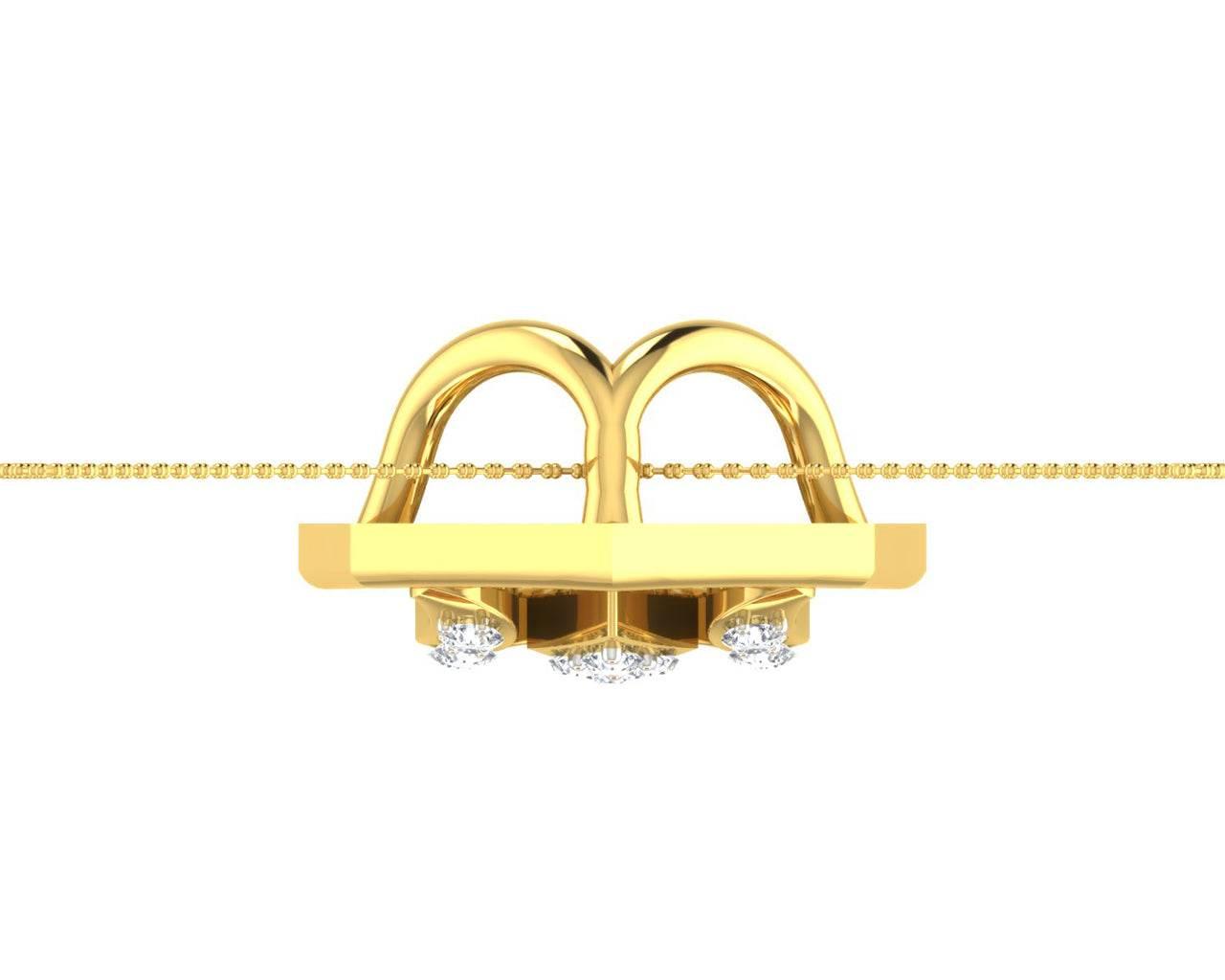 Shiv Trishul & Damroo Pendant in gold with diamonds - Jewelslane