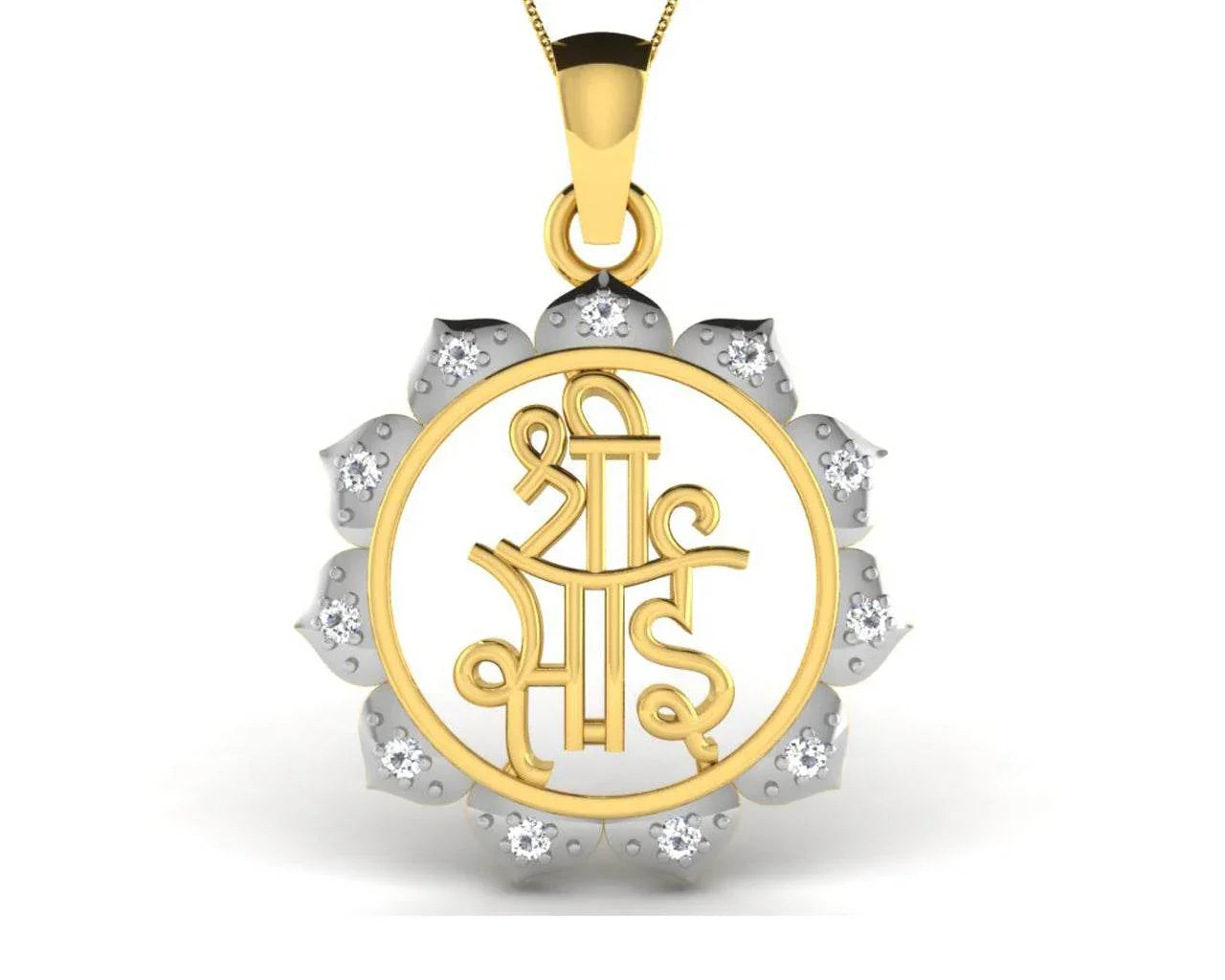 Auspicious Shri Sai Pendant in Gold studded with diamonds - Jewelslane