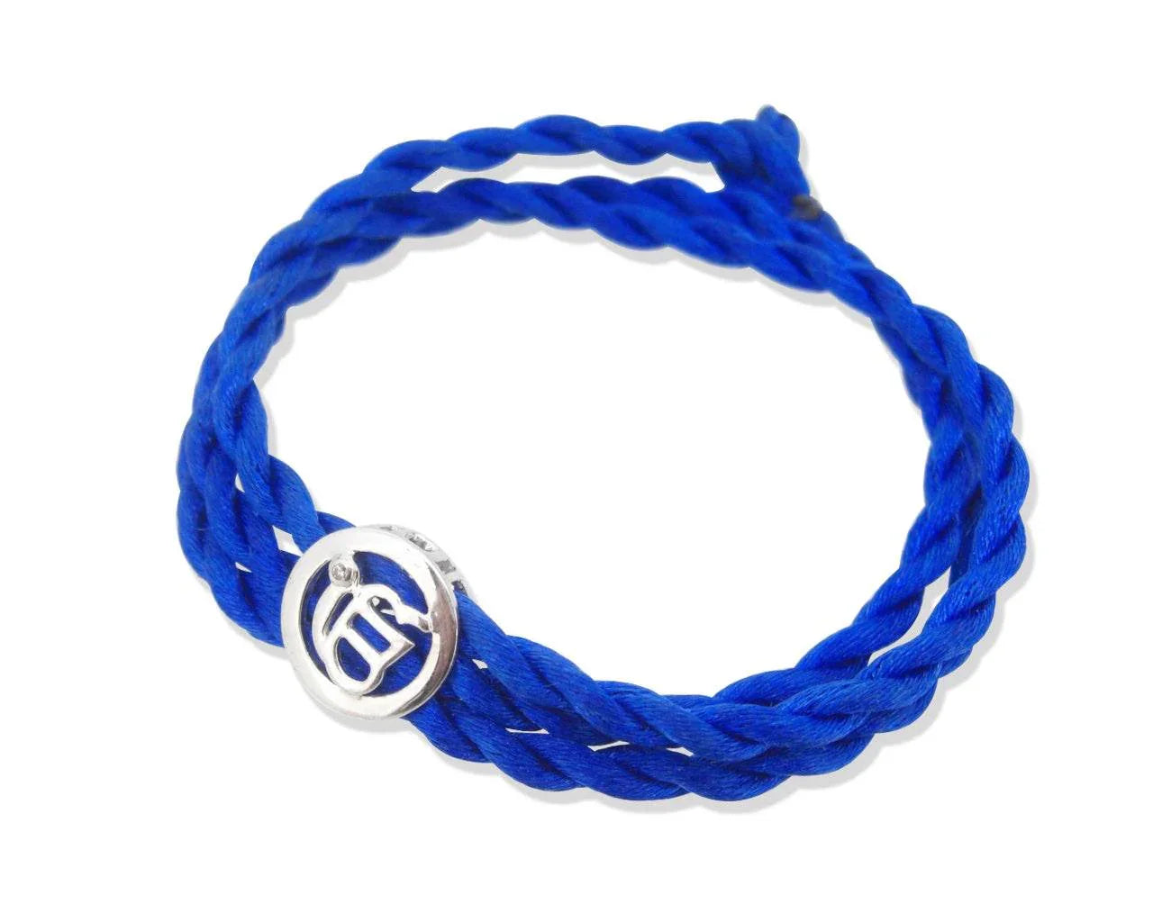 Ik Onkaar Bracelet in Silver with Diamonds on Braided Thread - Jewelslane