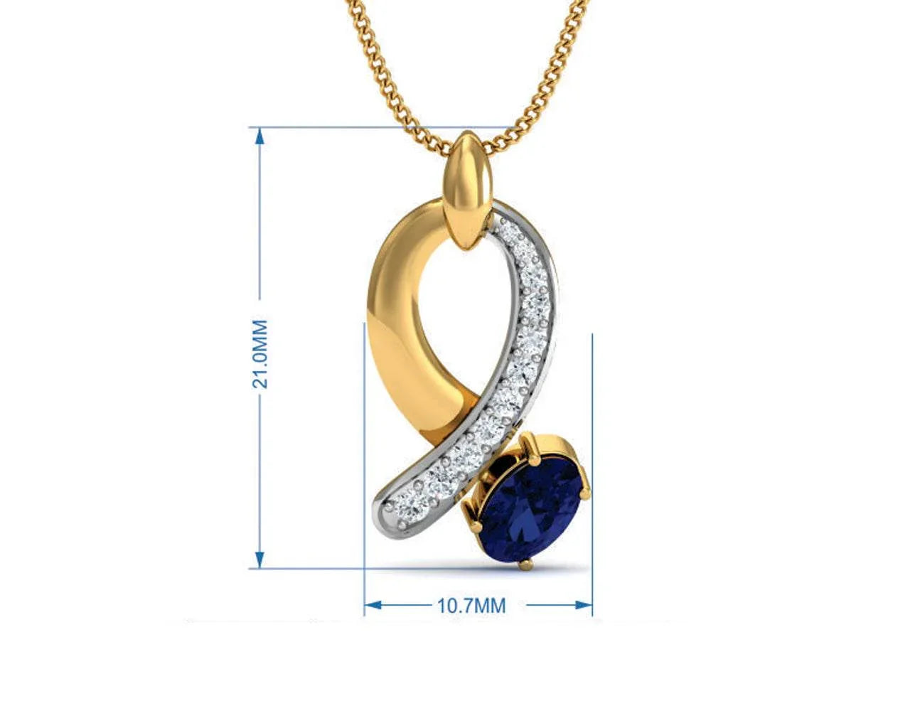 Rami Blue Sapphire & Diamond pendant in Gold - Jewelslane