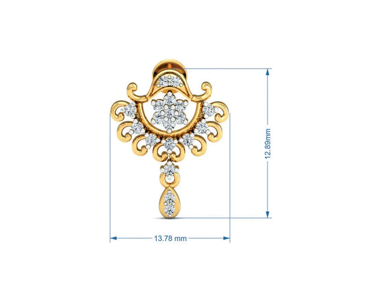 Tanvi Diamond Earrings in Gold - Jewelslane