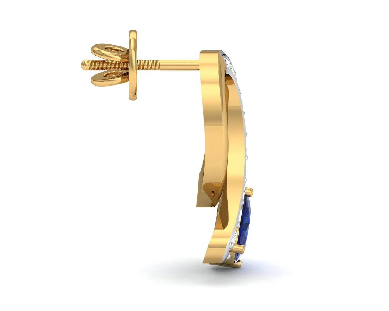 Rami Blue Sapphire & Diamond earrings in Gold - Jewelslane