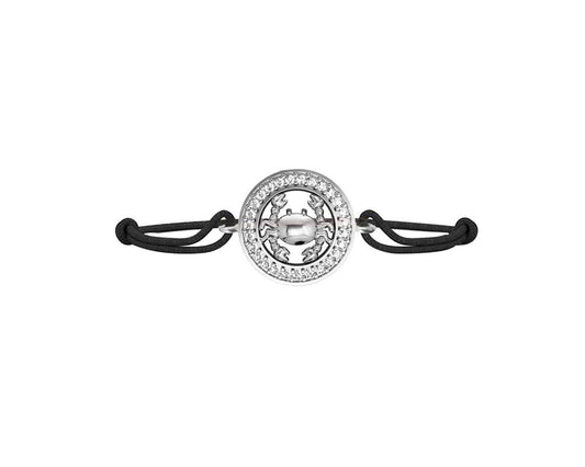 Cancer Bracelet in silver with 27 diamonds on nylon thread - Jewelslane