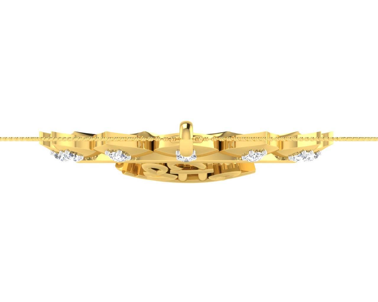 Auspicious Shri Sai Pendant in Gold studded with diamonds - Jewelslane