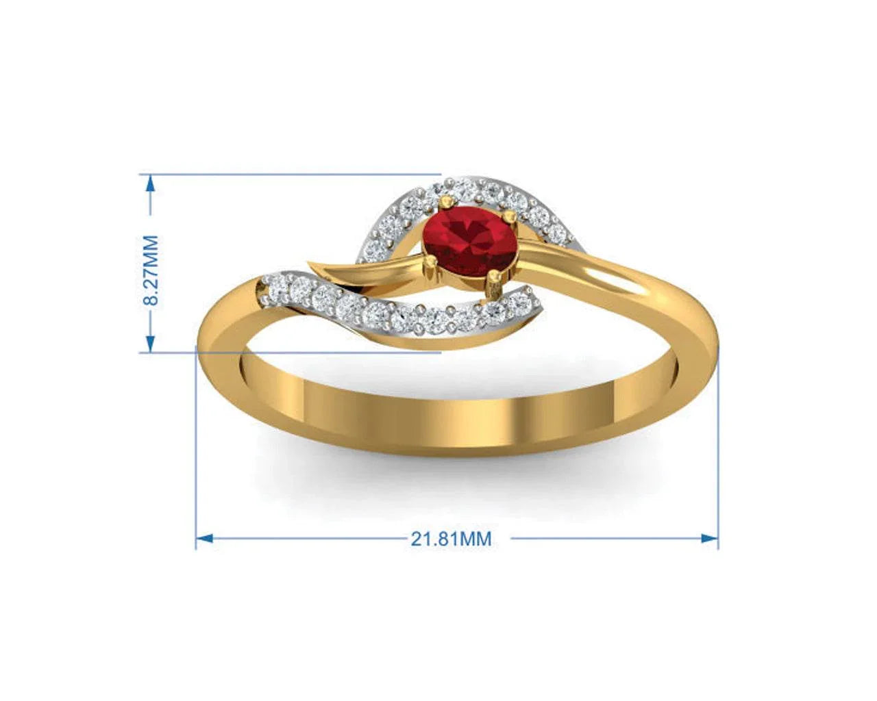 Tory Ruby & Diamond ring in Gold - Jewelslane