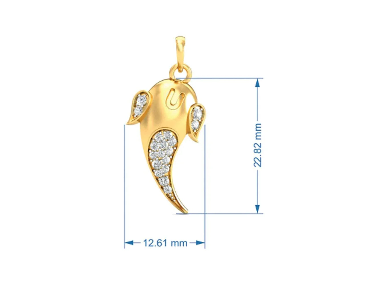 Artistic Ganpati Pendant in Gold with Diamonds - Jewelslane