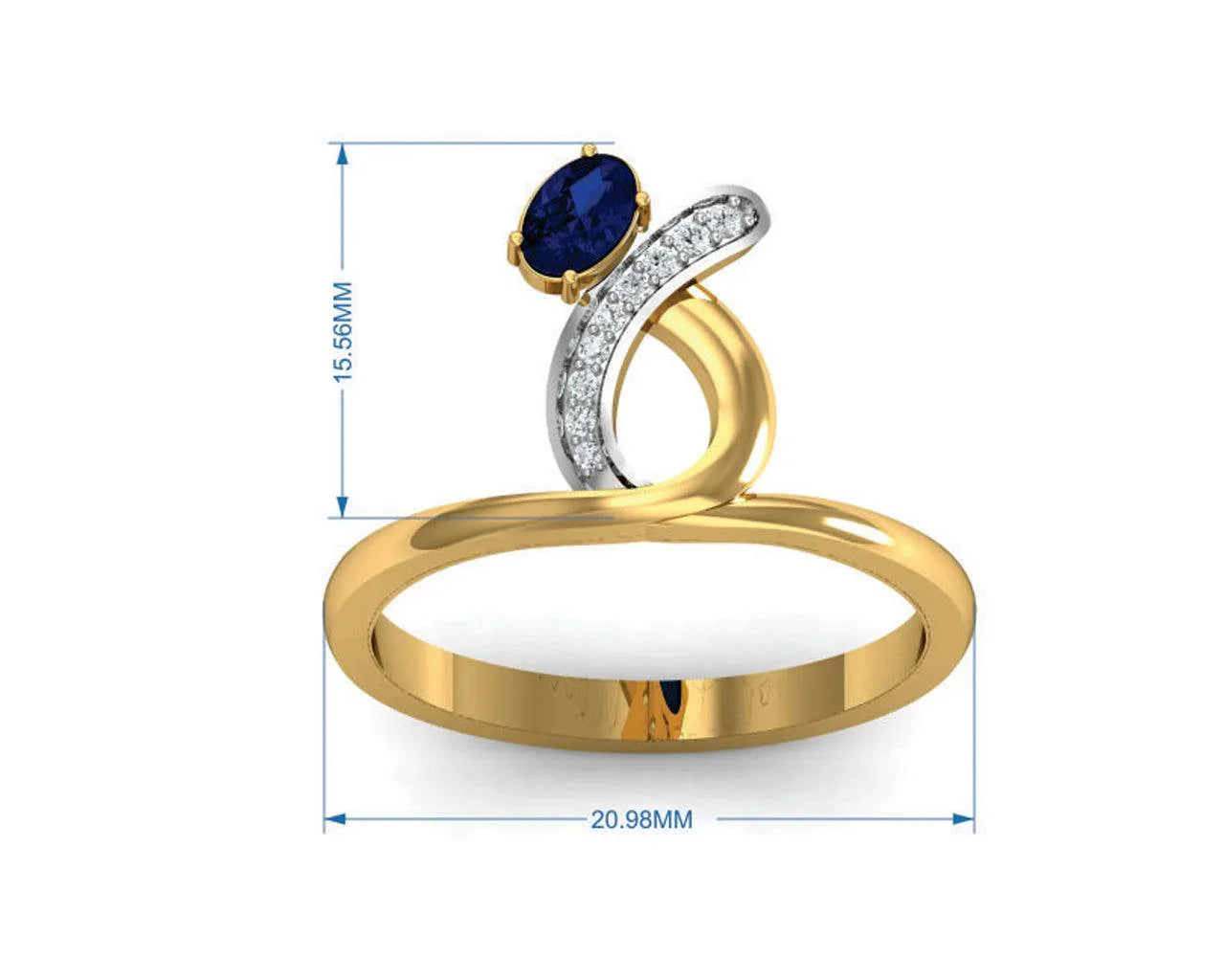 Rami Blue Sapphire & Diamond Ring in Gold - Jewelslane