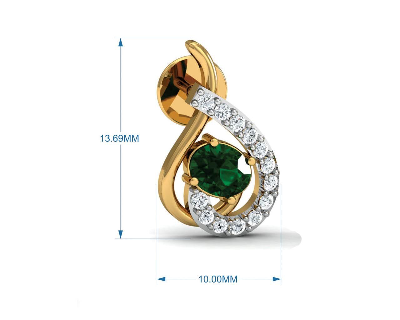 Sely Emerald & diamond earrings in hallmarked gold - Jewelslane