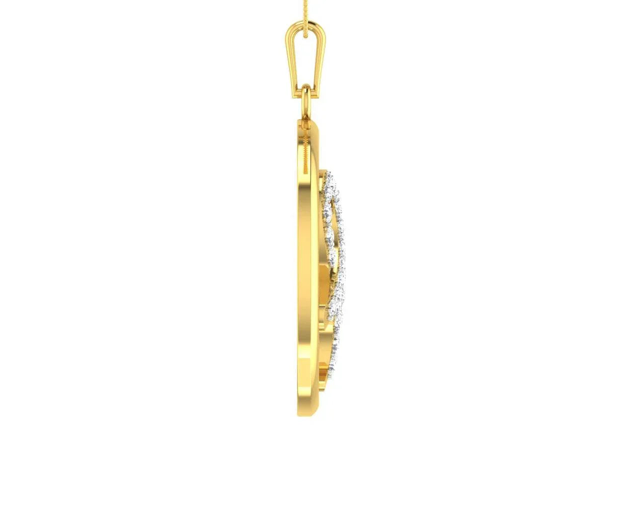 Auspicious Shri Pendant in Gold with diamonds - Jewelslane