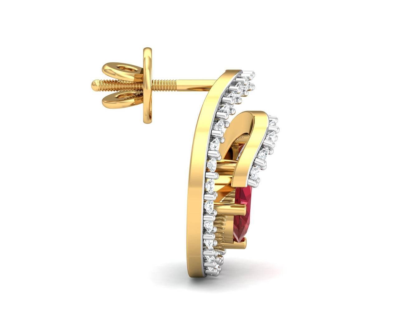 Verica ruby Earrings in Gold with diamonds - Jewelslane