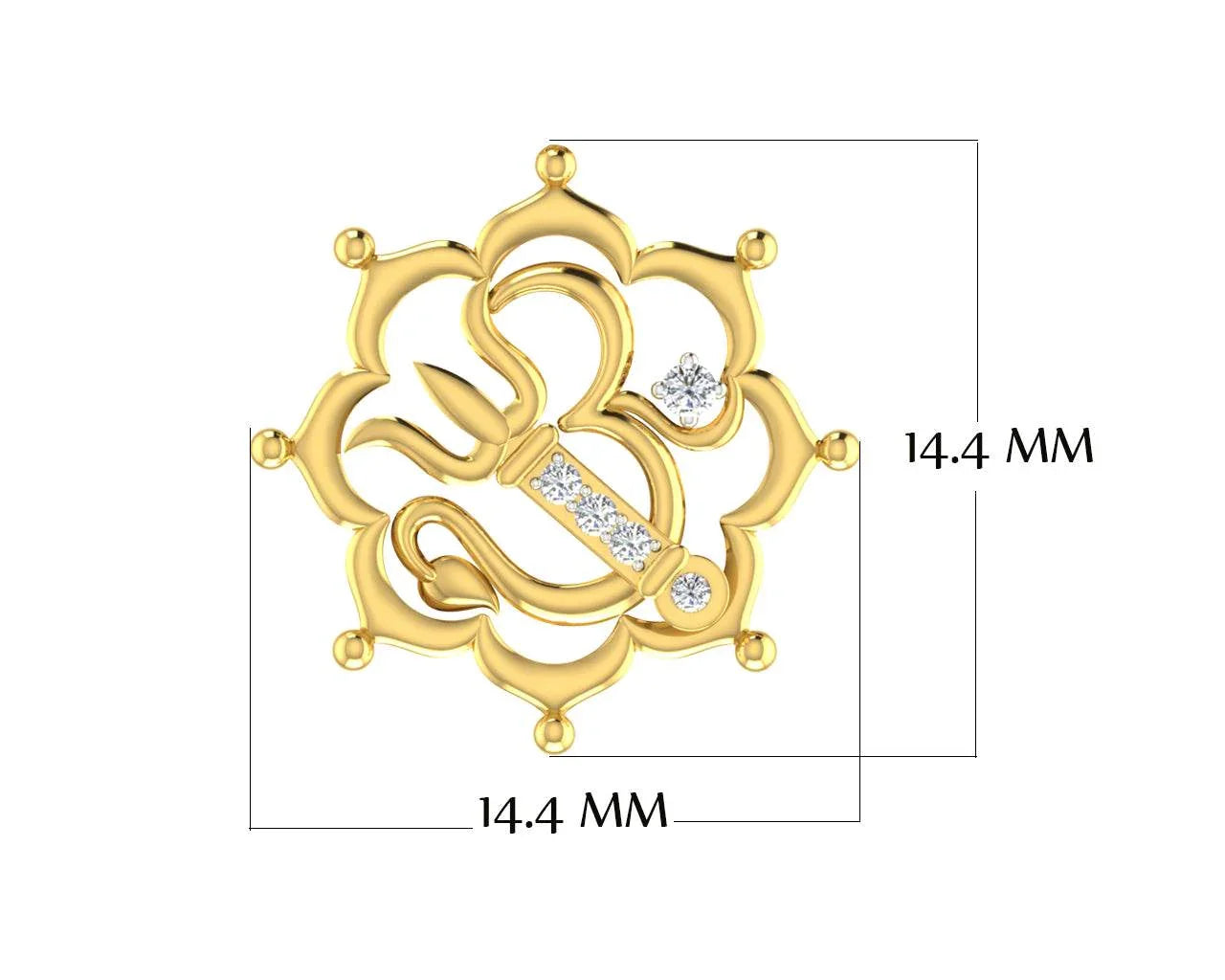 Auspicious Om with Trident pendant in Gold - Jewelslane
