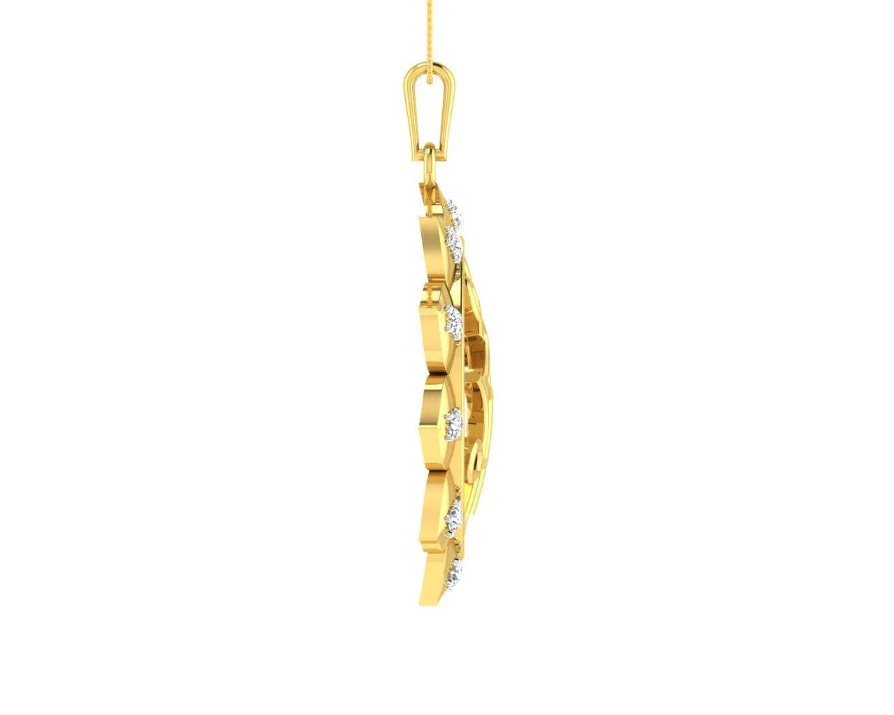 Auspicious Shri Sai Pendant in Gold studded with diamonds - Jewelslane