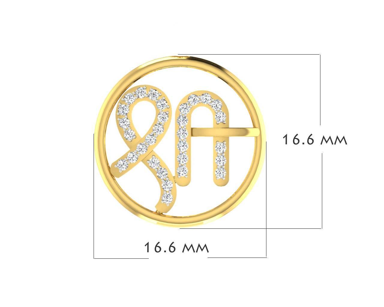 Auspicious Shri Pendant in Gold with diamonds - Jewelslane