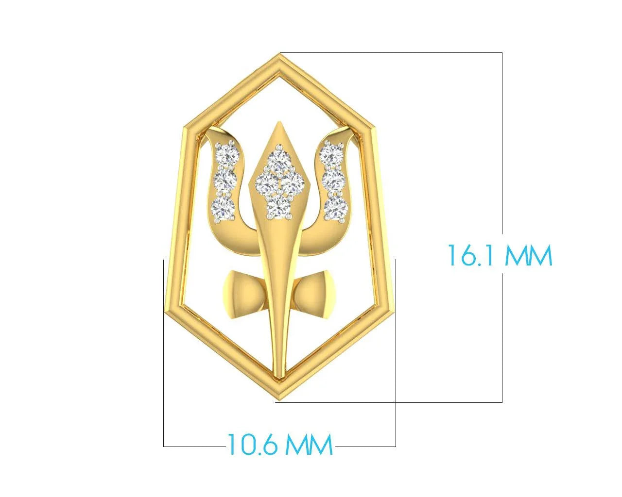 Shiv Trishul & Damroo Pendant in gold with diamonds - Jewelslane