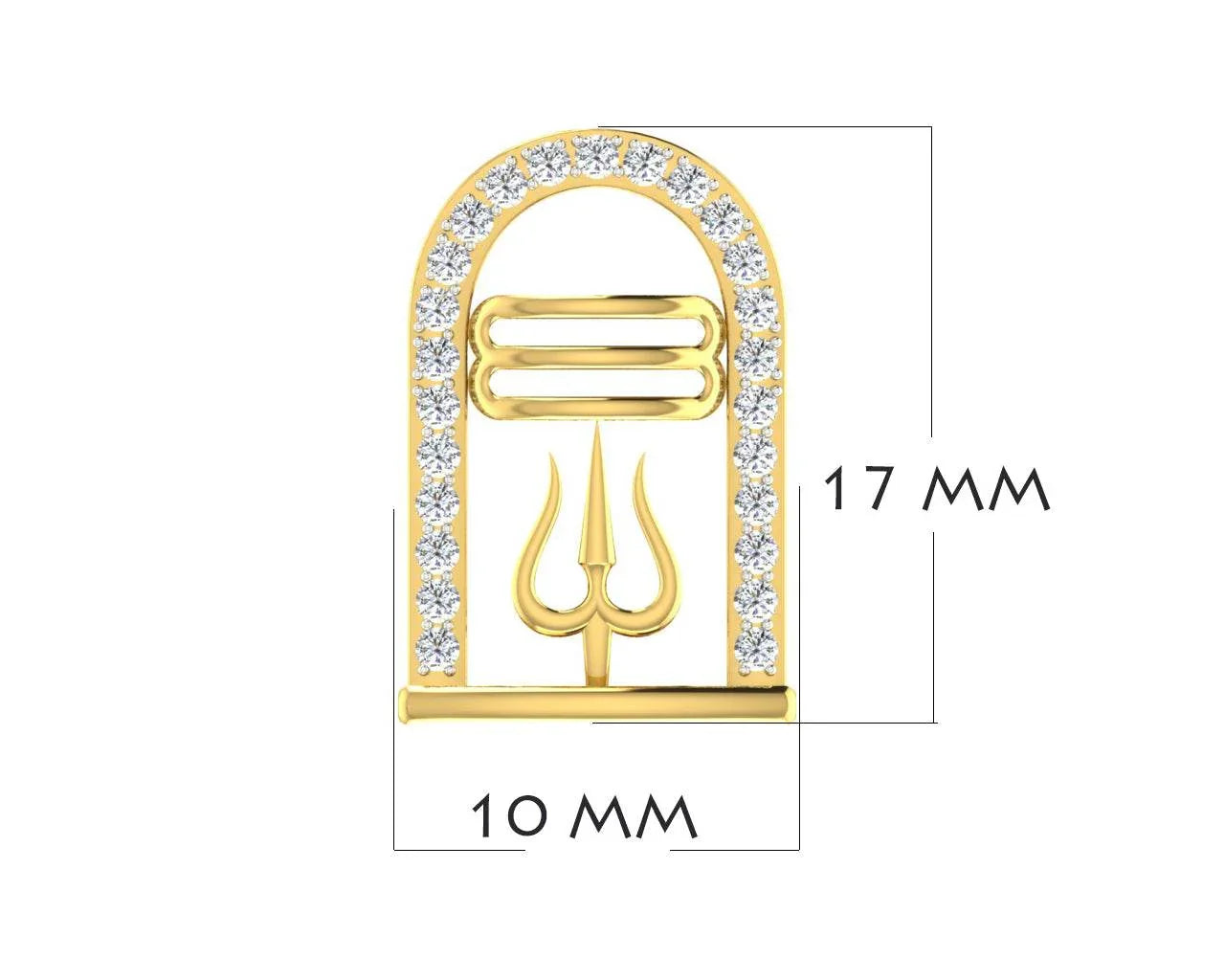 Auspicious Shiv ling and Shiv trishul pendant in gold with diamonds - Jewelslane