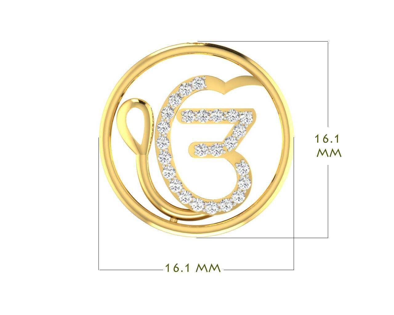 Auspicious Ik Onkaar Gold Pendant with Diamonds - Jewelslane