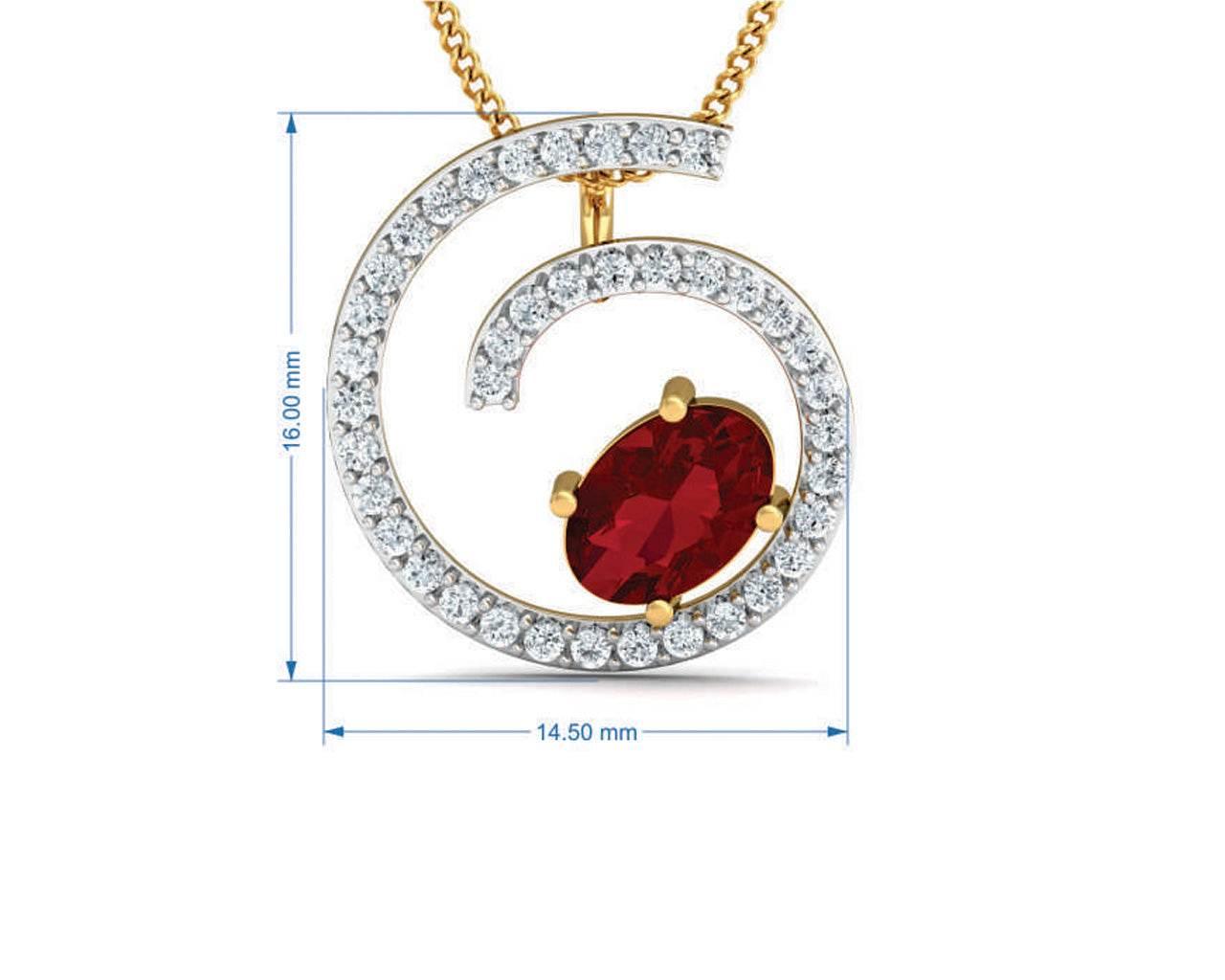 Verica ruby Pendant, Earring & Ring Set in Gold with diamonds - Jewelslane