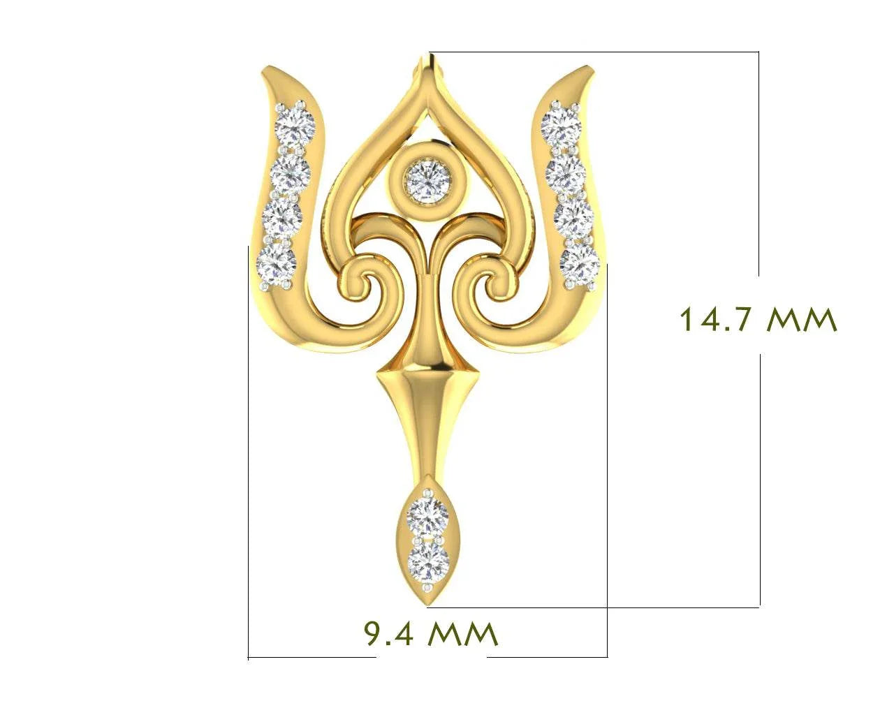Auspicious Shiv Trident Pendant in Gold - Jewelslane