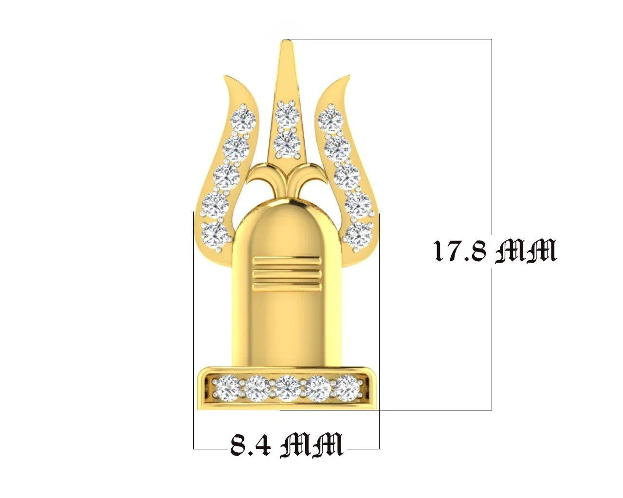 Shiv Trishul & Shivling pendant in Gold with diamonds - Jewelslane