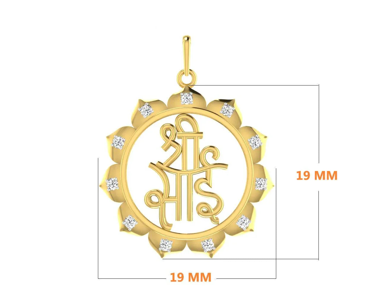 Auspicious Shri Sai Pendant in Gold studded with diamonds - Jewelslane