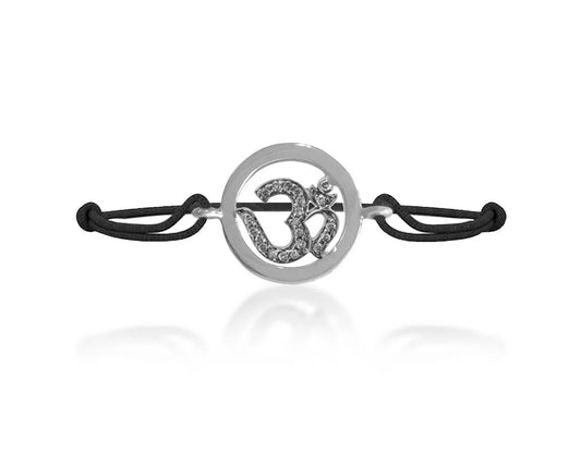 Om Bracelet Inside Diamond in Silver - Jewelslane