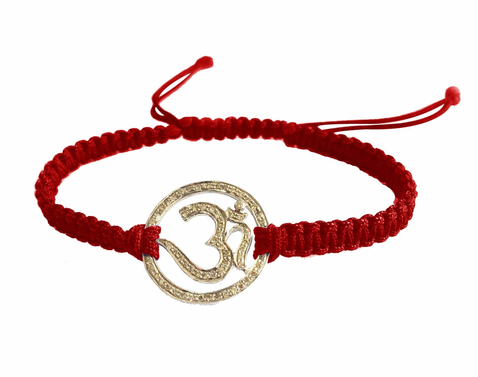 Aumkaara full diamond Om Bracelet in Silver 20mm size - Jewelslane