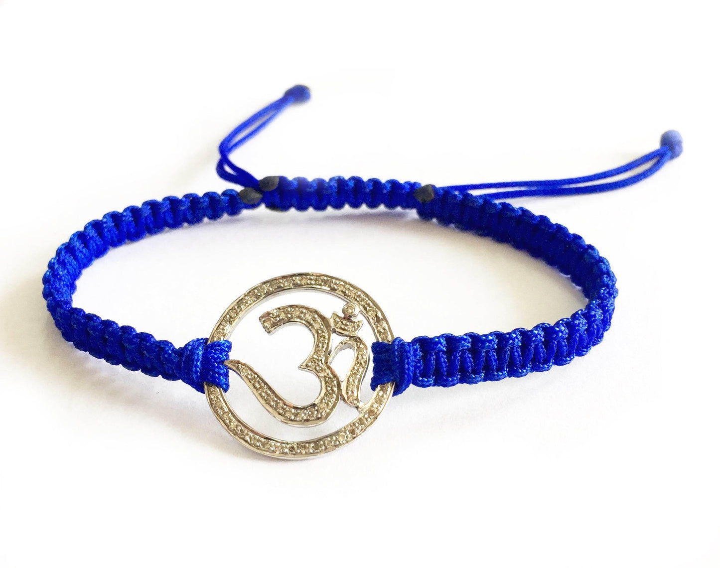 Aumkaara full diamond Om Bracelet in Silver 20mm size - Jewelslane