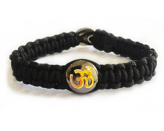 Gents Om Bracelet with Gold Om on Silver Base - Jewelslane