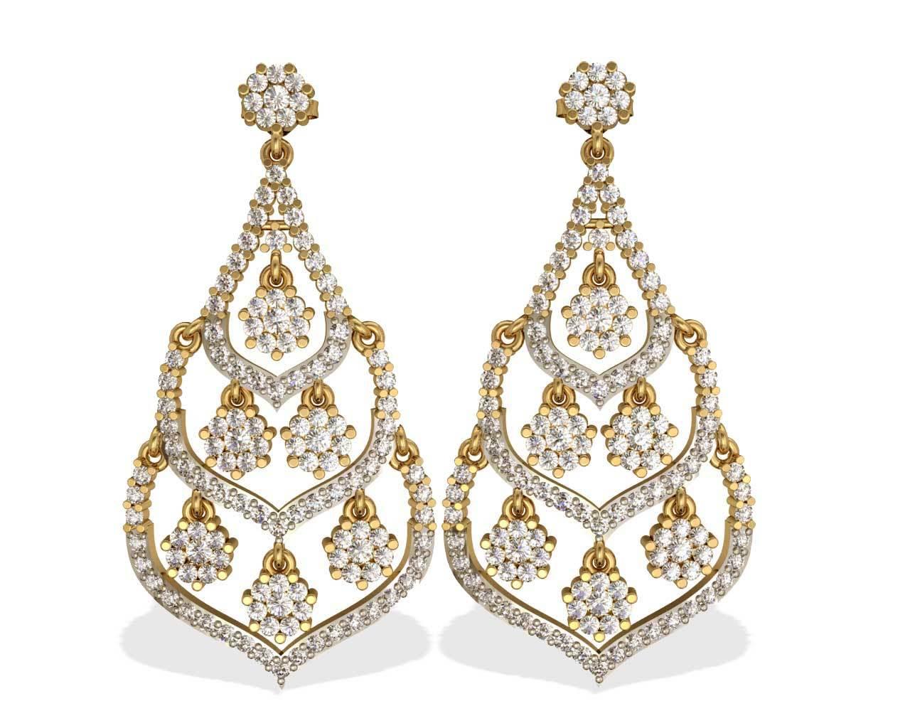 Alluring Diamond cluster danglers - Jewelslane