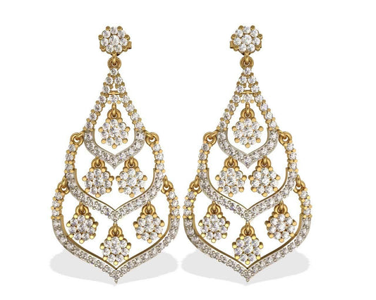 Alluring Diamond cluster danglers - Jewelslane