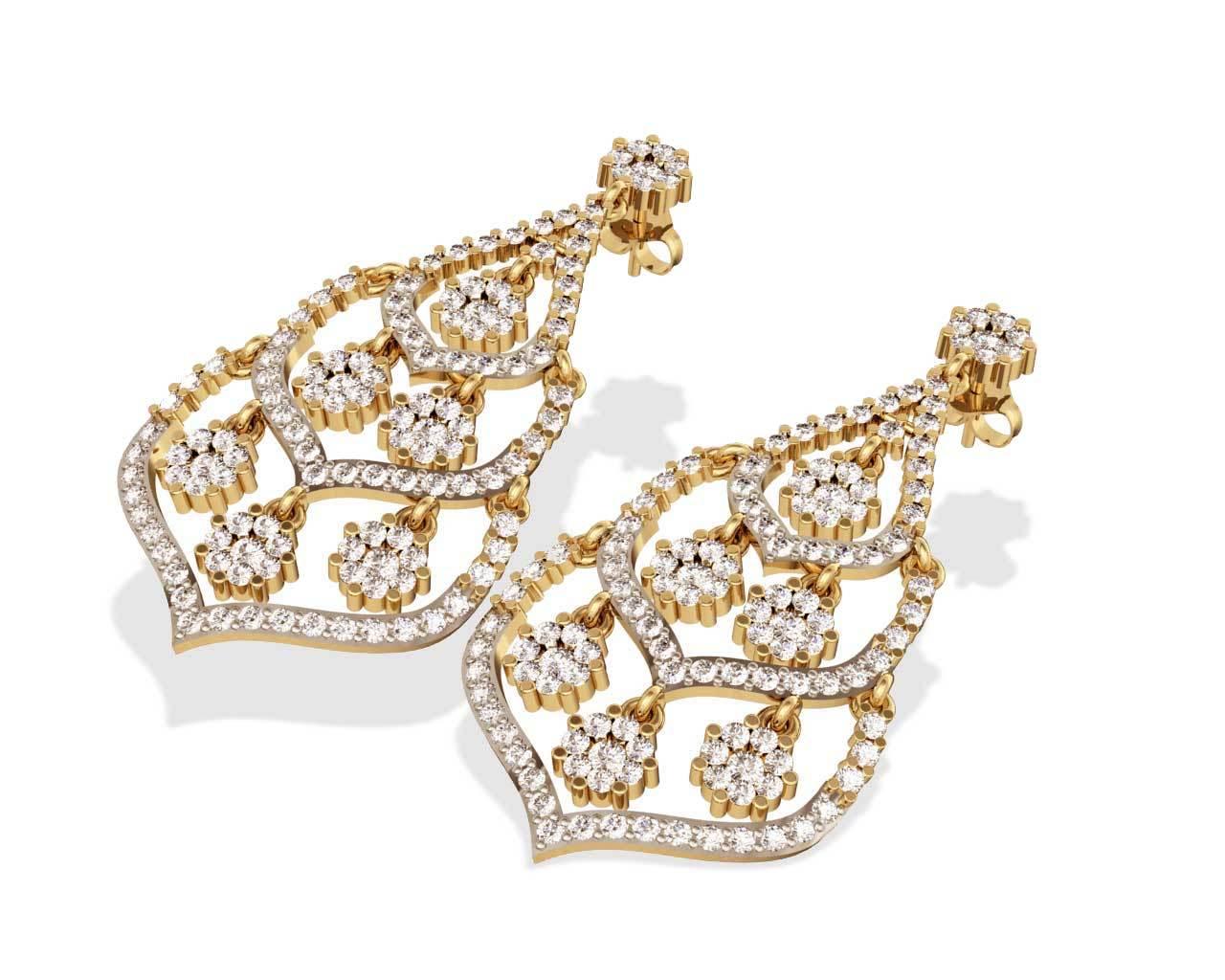 Alluring Diamond cluster danglers - Jewelslane