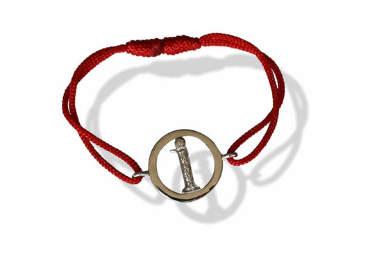 Alphabet i Bracelet with 7 Diamonds in Silver on Adjustable Nylon Thread - Jewelslane