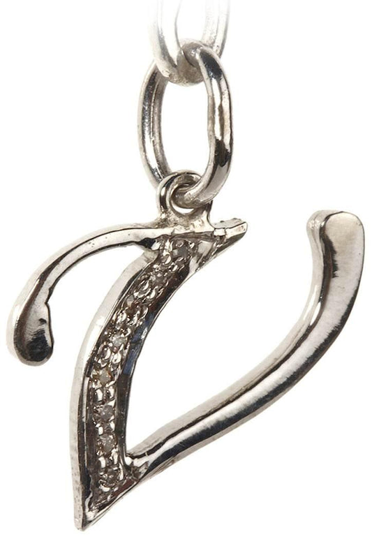 Alphabet V pendant with diamonds - Jewelslane