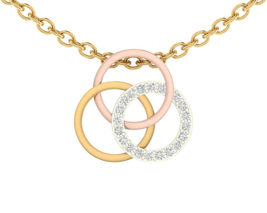 Amy Diamond Pendant in tricolor gold with diamonds - Jewelslane
