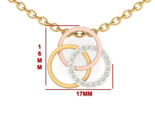 Amy Diamond Pendant in tricolor gold with diamonds - Jewelslane