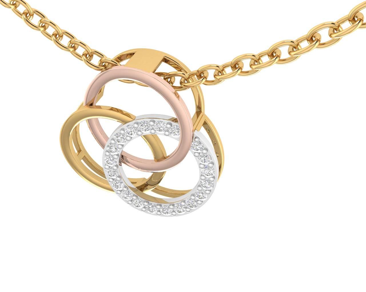 Amy Diamond Pendant in tricolor gold with diamonds - Jewelslane