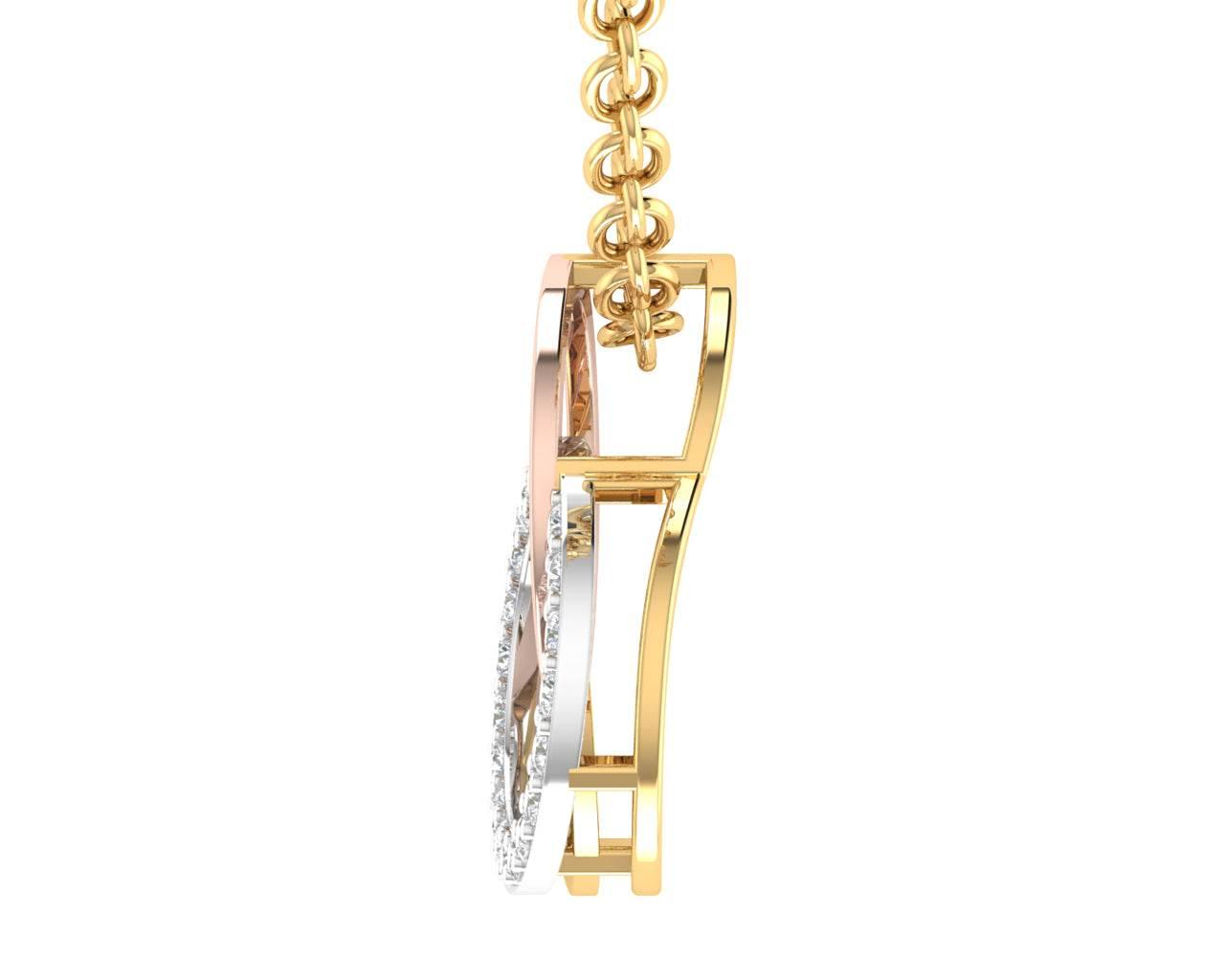 Amy Diamond Pendant in tricolor gold with diamonds - Jewelslane
