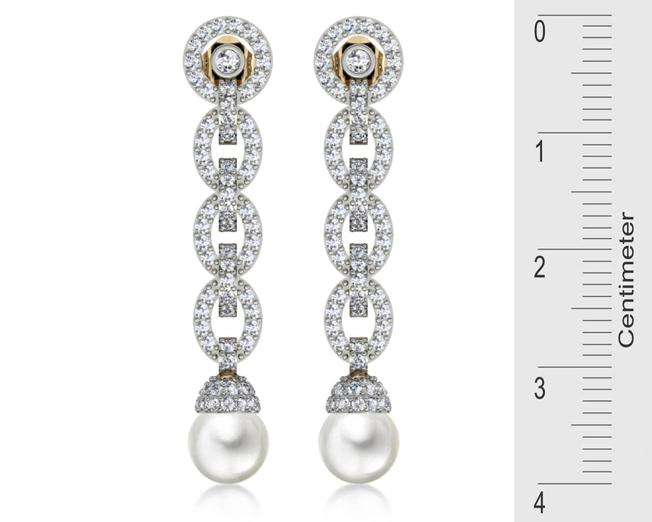 Andrea Pearl Diamond Danglers - Jewelslane