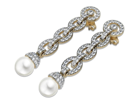 Andrea Pearl Diamond Danglers - Jewelslane