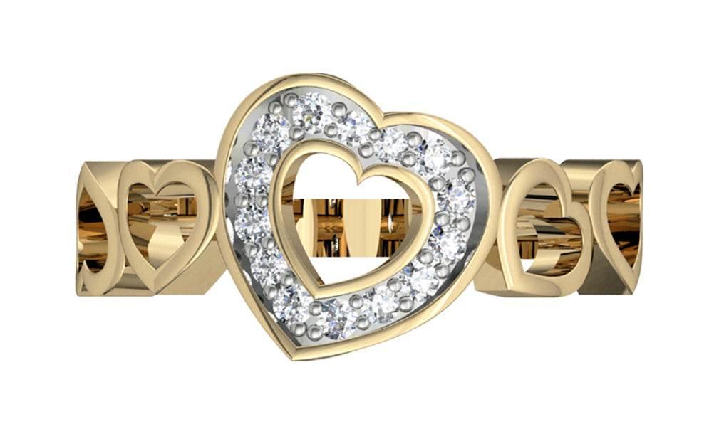 Attractive Heart Ring with diamonds - Jewelslane