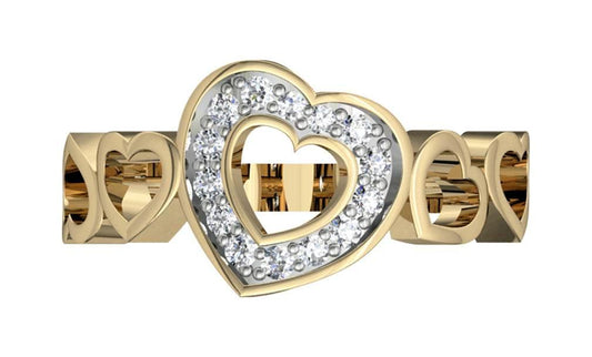 Attractive Heart Ring with diamonds - Jewelslane